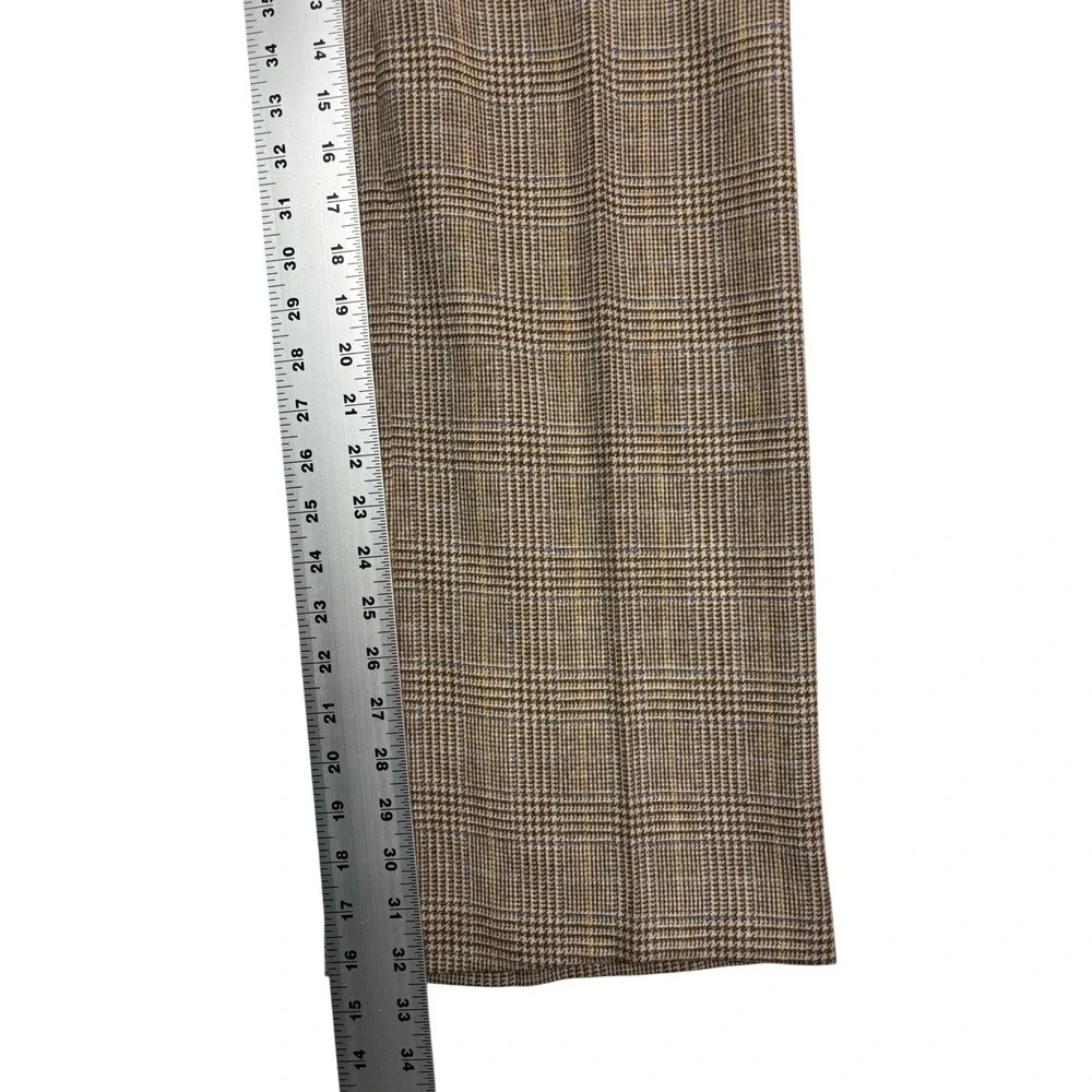 vtg 70s Palm Beach 38R 30x32 Brown Glen Plaid 3pc Tweed Pant Suit Wool USA Retro